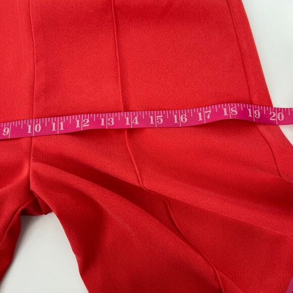 Vintage Jumpsuit 60s 70s Hand Made Wide Leg Womens Mediium Coral Red White Lace - Picture 12 of 13